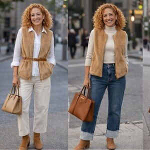 Banana Republic camel chic fleece vest